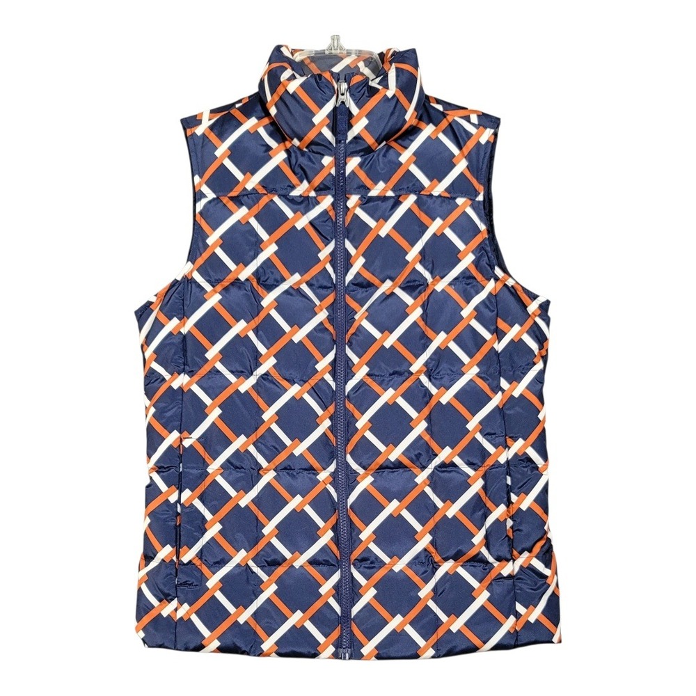 Lands' End Women's Puffer Vest Blue Orange Full Zip Sleeveless Quilted SZ S - Picture 2 of 10